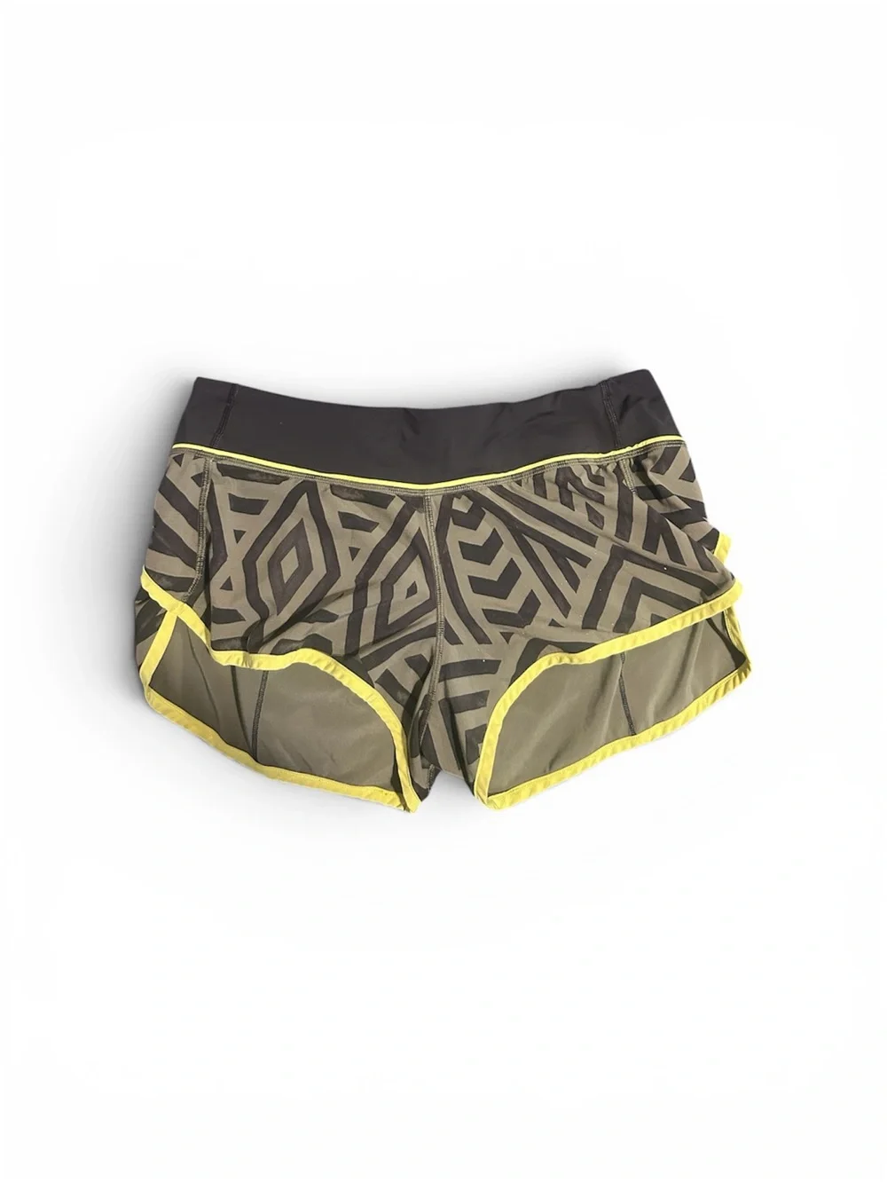 lululemon athletica Olive & Yellow Trim Printed Running Shorts
